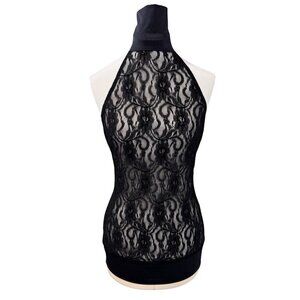 ALEXANDRA Dance Costume‎ Blouson Tunic Top Textured Black Lace Adult XS Backless